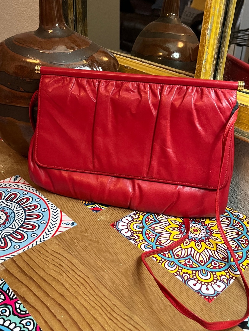 Vintage 1980 Mardone USA leather clutch /crossbody